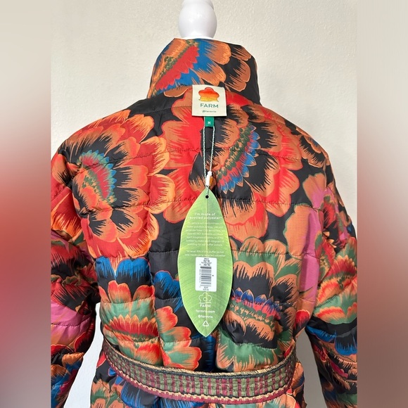 Farm Rio Printed Reversible Crazy Mix Puffer Jacket Fun Print Boho Hippie M SOLD - Picture 10 of 13
